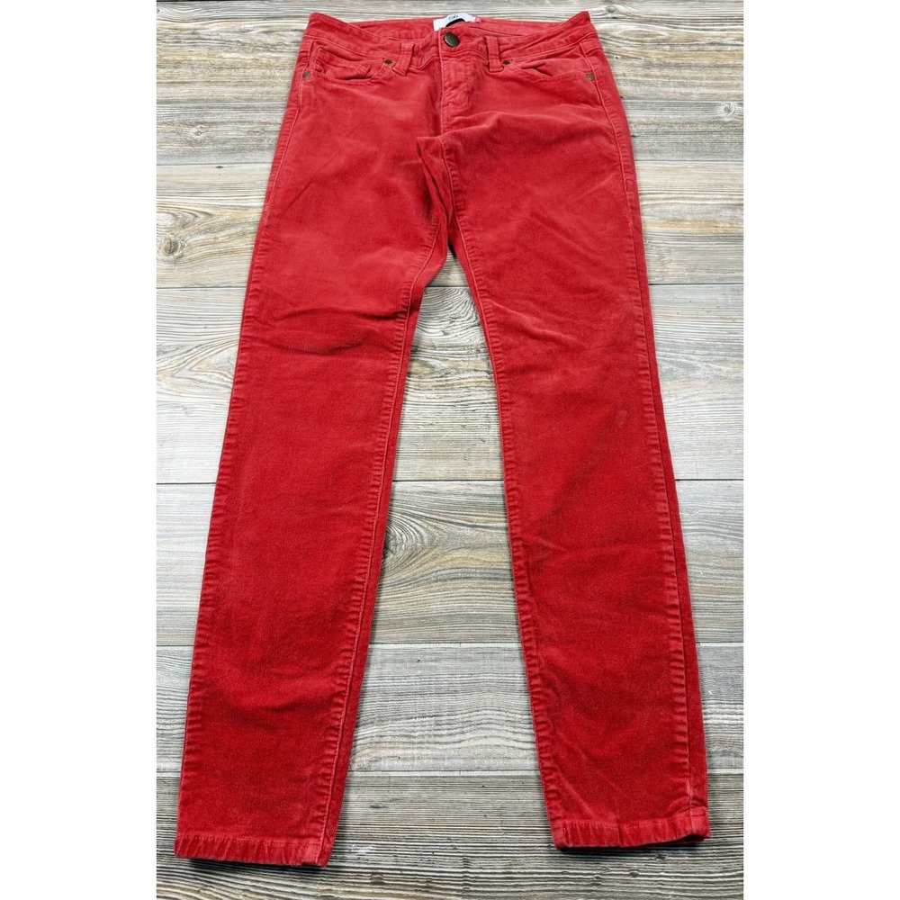Cabi Women's Corduroy Skinny Pants Size 4 Red Low-Rise Stretch 30/30